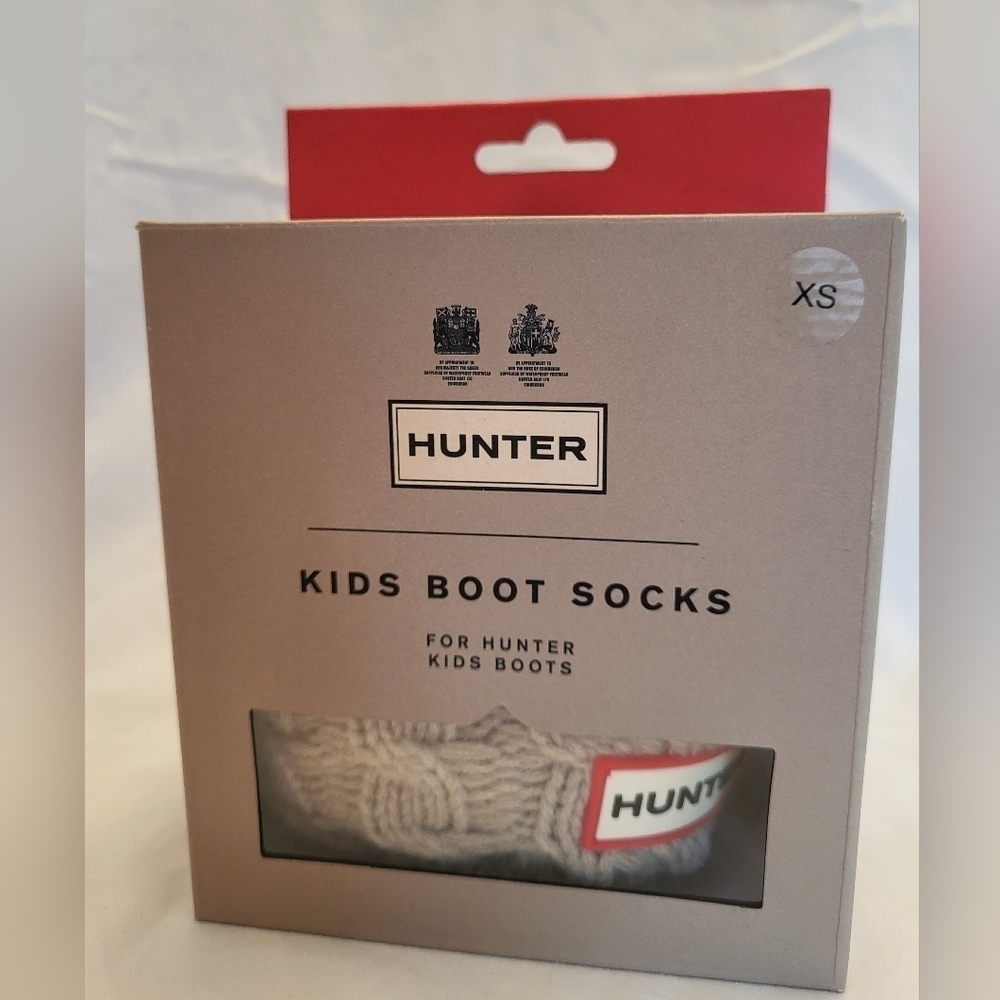 NIB Hunter Kids Boot Socks, Greige, 6 Stitch Cable, Size XS
